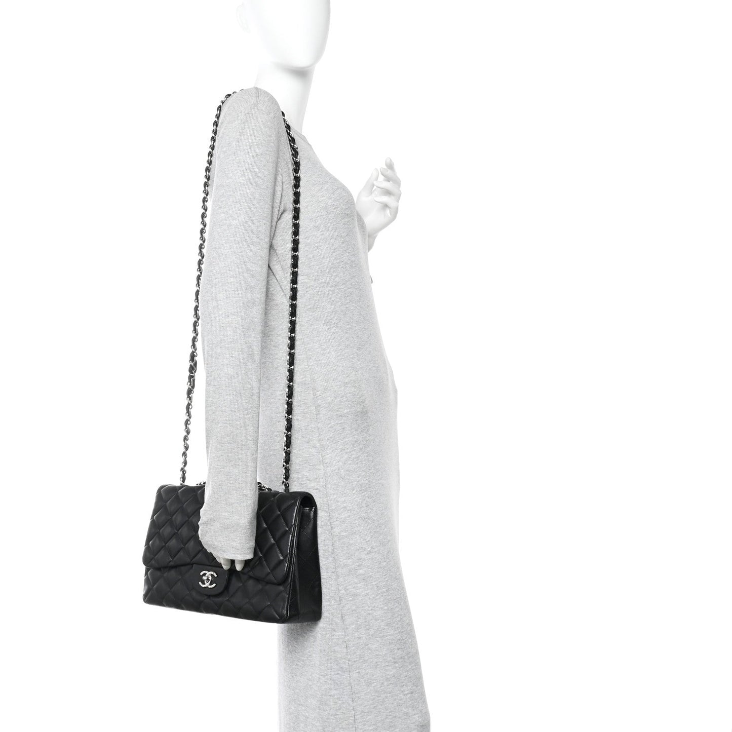Lambskin Quilted Jumbo Single Flap Black