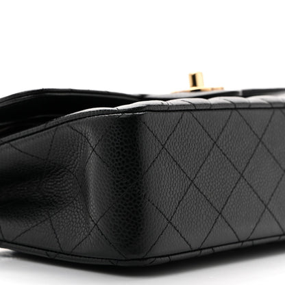 Caviar Quilted Small Double Flap Black