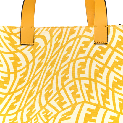 X SARAH COLEMAN Glazed Canvas Vitello King FF Vertigo Shopping Tote Bag Mimosa White