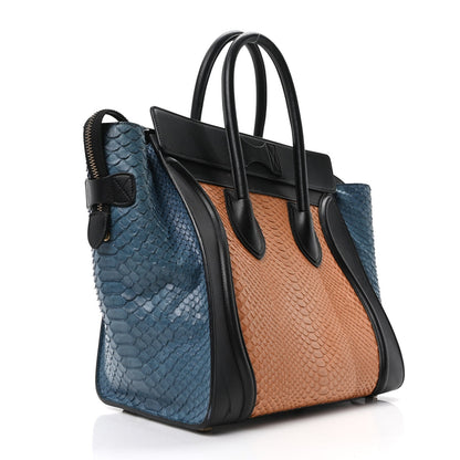 Snakeskin Mini Tri-Color Luggage Blue Brown Multicolor