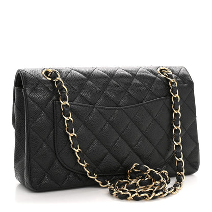Caviar Quilted Small Double Flap Black