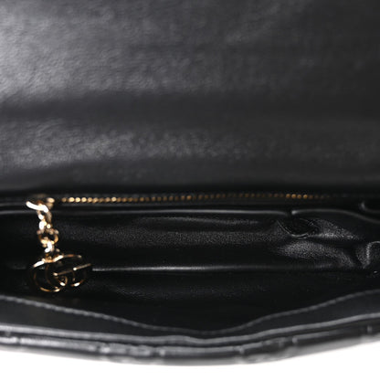 Lambskin Embossed Mini GG Milano Top Handle Shoulder Bag Black