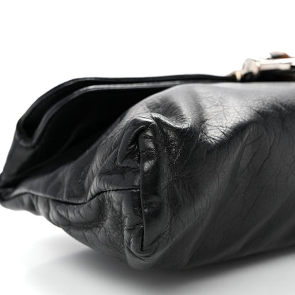 Calfskin Bamboo Croisette Clutch Black