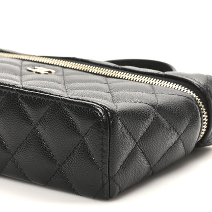 Caviar Quilted Top Handle Slim Vanity With Chain Black
