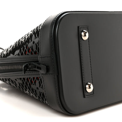 Patent Calfskin Laced Monogram Alma PM Black