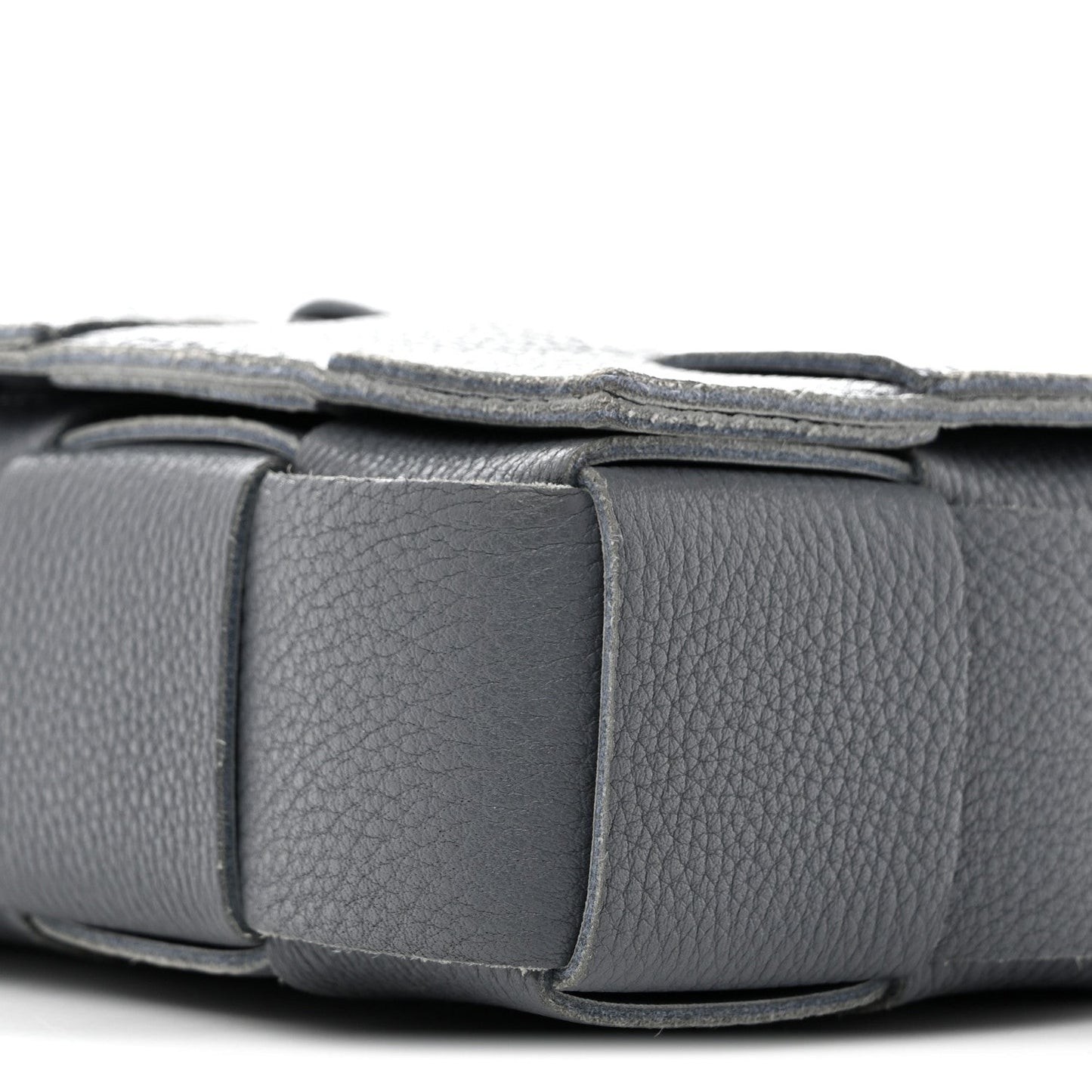 Grained Calfskin Maxi Intrecciato Cassette Crossbody Bag Thunder