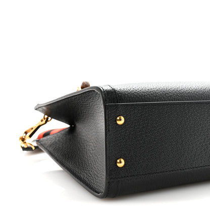Textured Dollar Calfskin Web Small Diana Tote Bag Black Dusty Grey