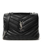 Calfskin Y Quilted Monogram Small Loulou Chain Satchel Black