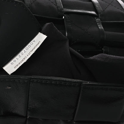 Paper Calfskin Maxi Intrecciato Small Cassette Crossbody Bag Black