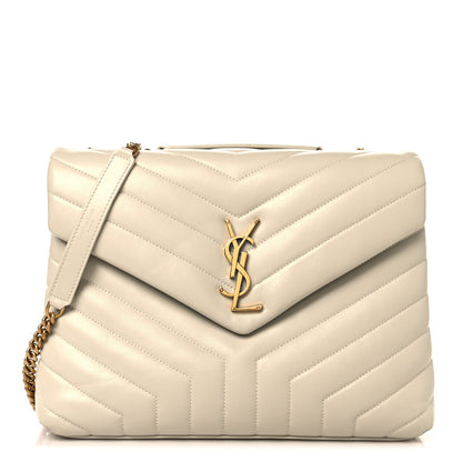 Calfskin Y Quilted Monogram Medium Loulou Chain Satchel Crema Soft
