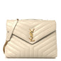 Calfskin Y Quilted Monogram Medium Loulou Chain Satchel Crema Soft