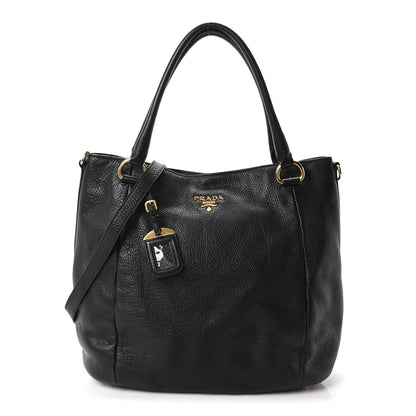 Vitello Daino Shopping Tote Black