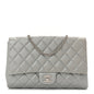 Metallic Lambskin Quilted Clutch With Chain Flap Silver