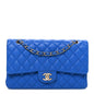 Lambskin Quilted Medium Double Flap Blue