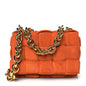 Suede Maxi Intrecciato Padded Chain Cassette Crossbody Bag Maple