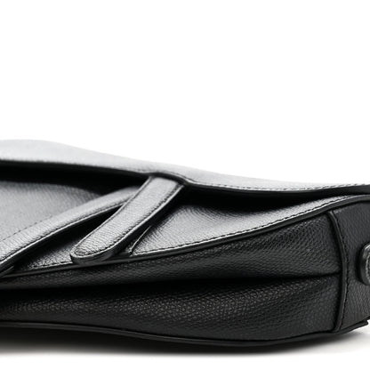 Grained Calfskin Mini Saddle Bag Black