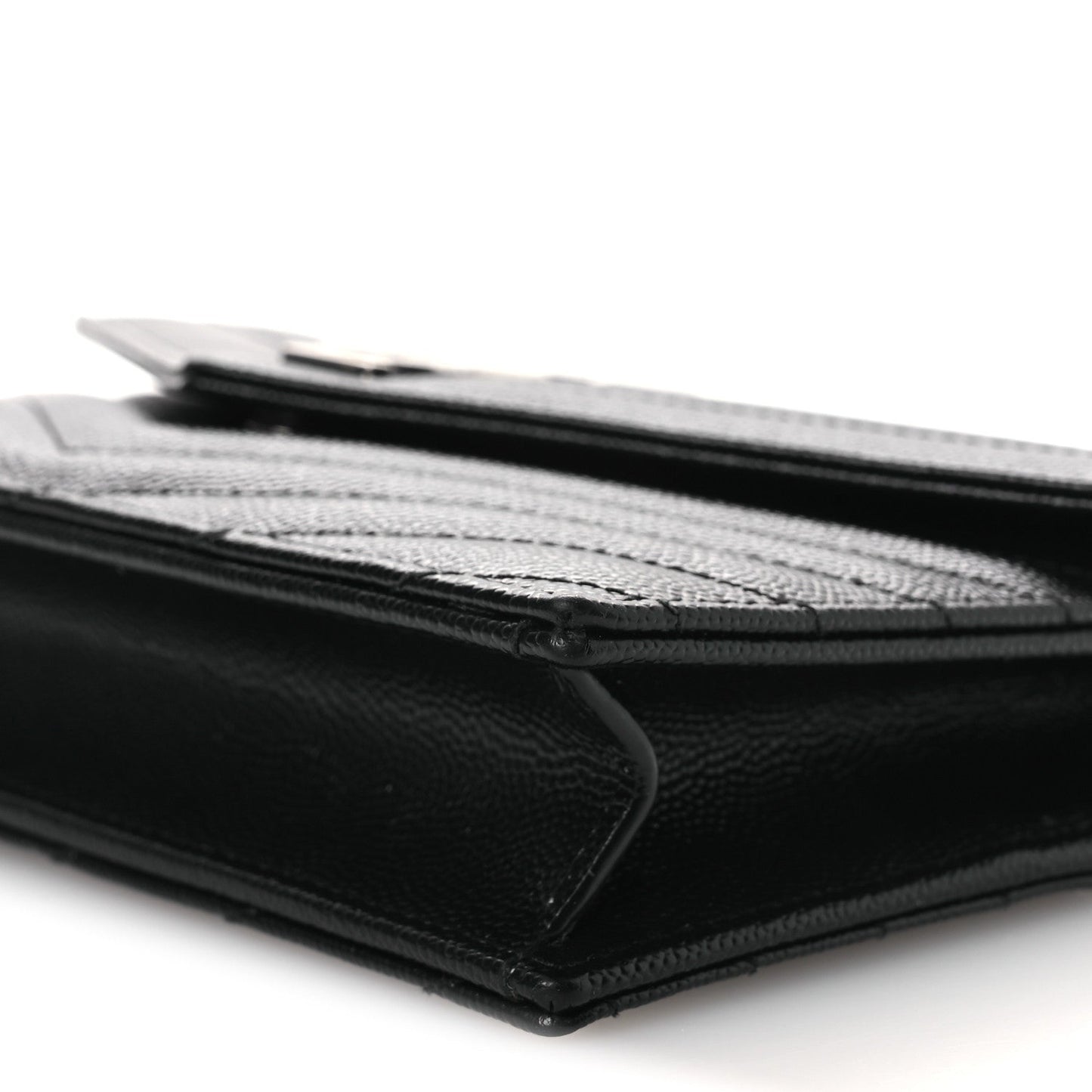 Grain De Poudre Matelasse Chevron Monogram Chain Wallet Black