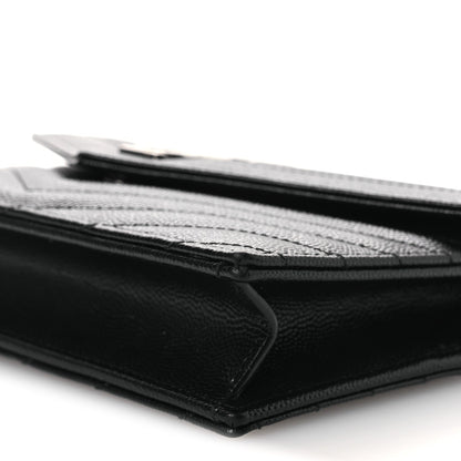 Grain De Poudre Matelasse Chevron Monogram Chain Wallet Black