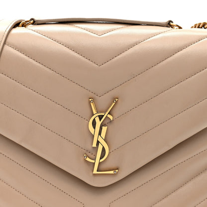 Calfskin Y Quilted Monogram Medium Loulou Chain Satchel Dark Beige