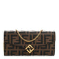 Vitello Soft F is Fendi Bi-Color FF 1974 Embossed Continental Envelope Wallet On Chain Maya Black