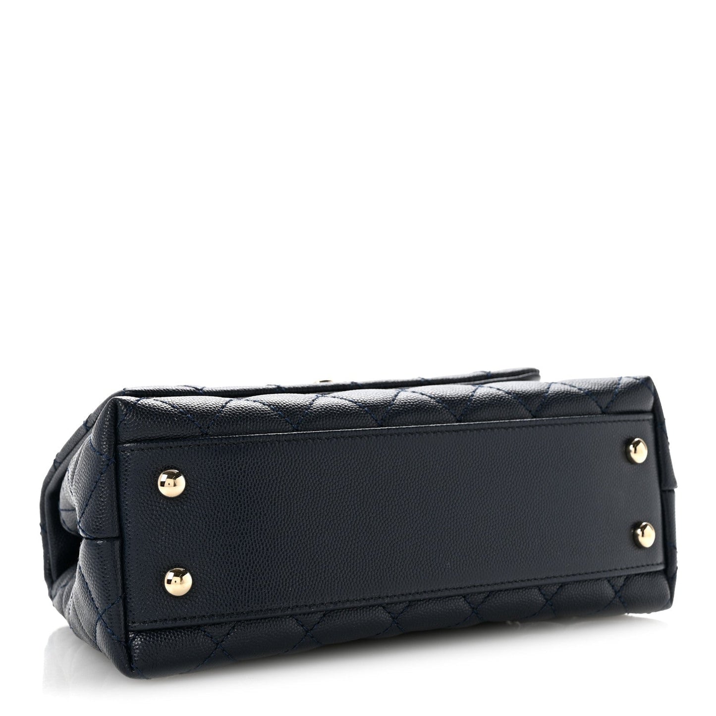 Caviar Quilted Lizard Embossed Mini Coco Handle Flap Navy Blue
