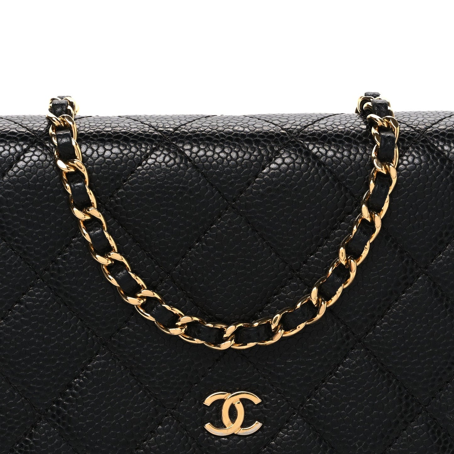 Caviar Quilted Wallet on Chain WOC Black