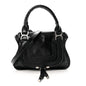 Shiny Grained Calfskin Small Marcie Bag Black