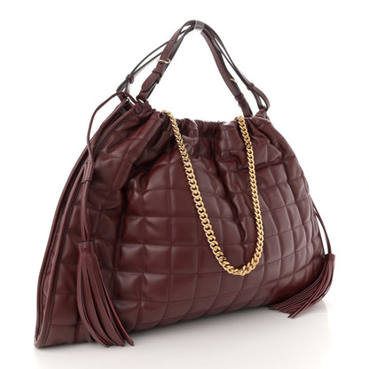 Calfskin Quilted Large Deco Tote Bag Rosso Ancora Red