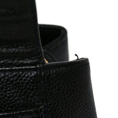 Caviar Embroidered Logo Shoulder Bag Black