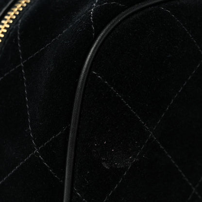 Suede Calfskin Large Perfect Bowling Bag Black