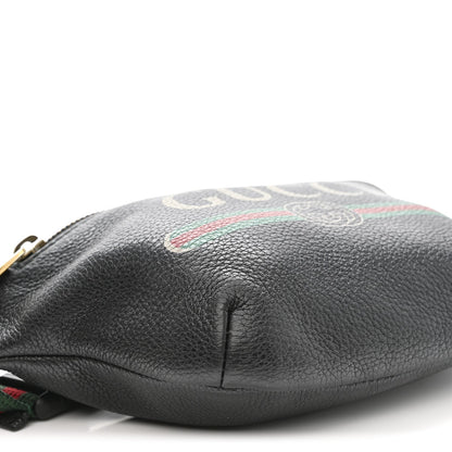 Grained Calfskin Small Logo Belt Bag Black