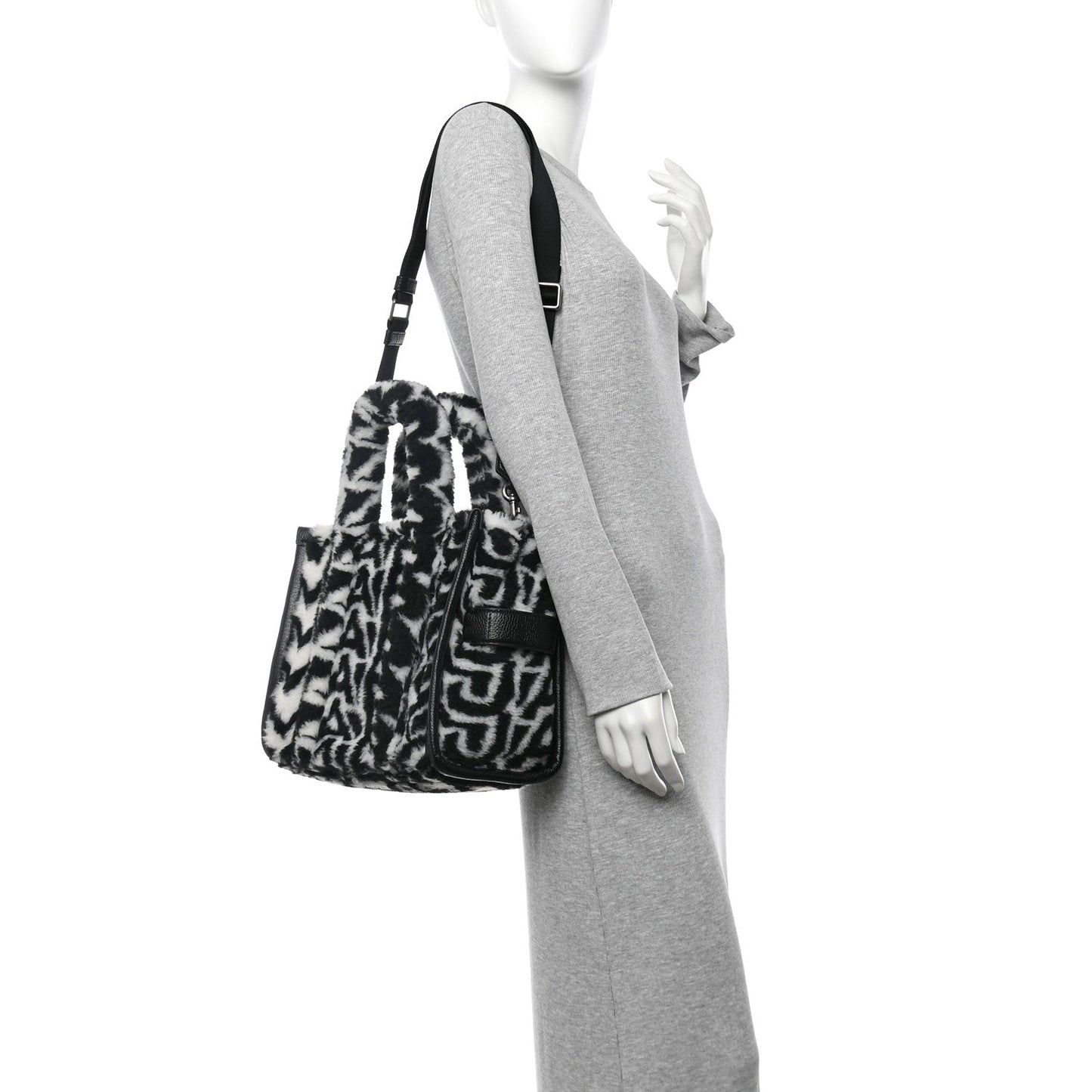 Polyester Cotton Oversized Monogram Medium Traveler Tote Bag Black Ivory
