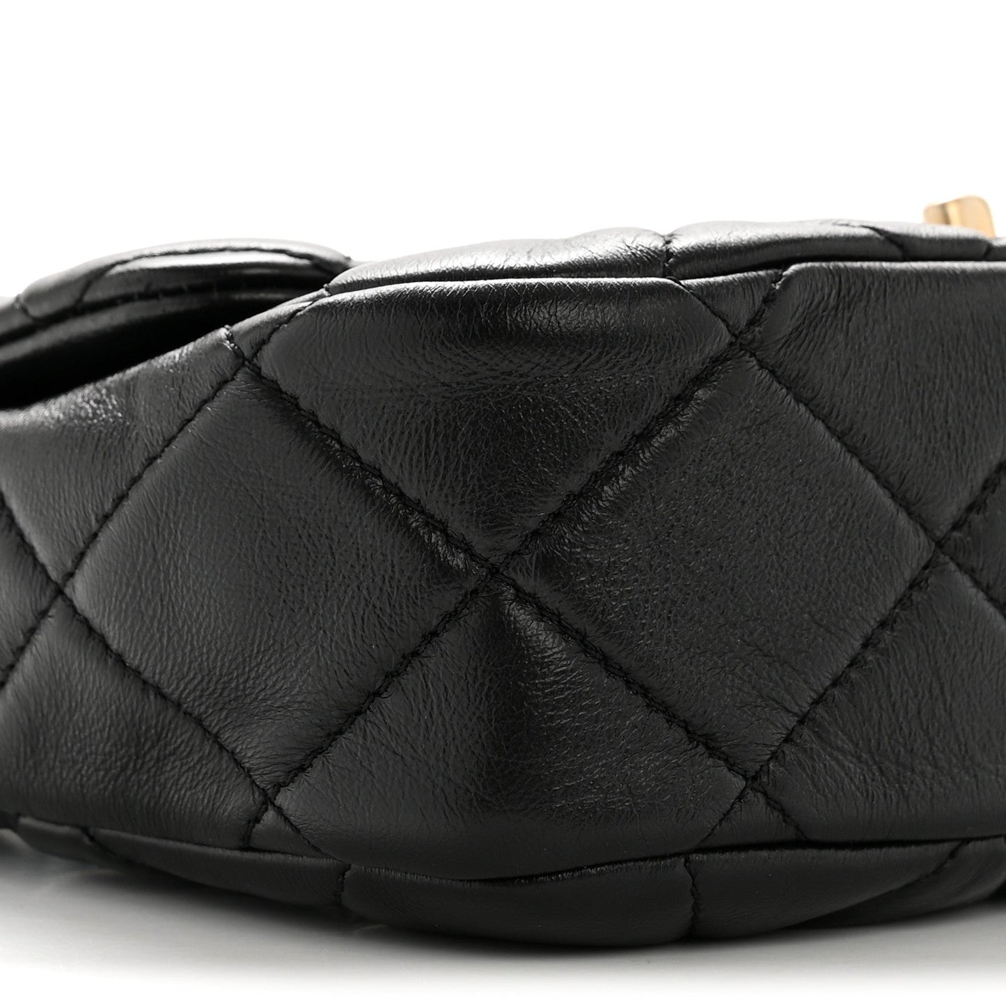 Lambskin Quilted Small Lacquered Chain Flap Black