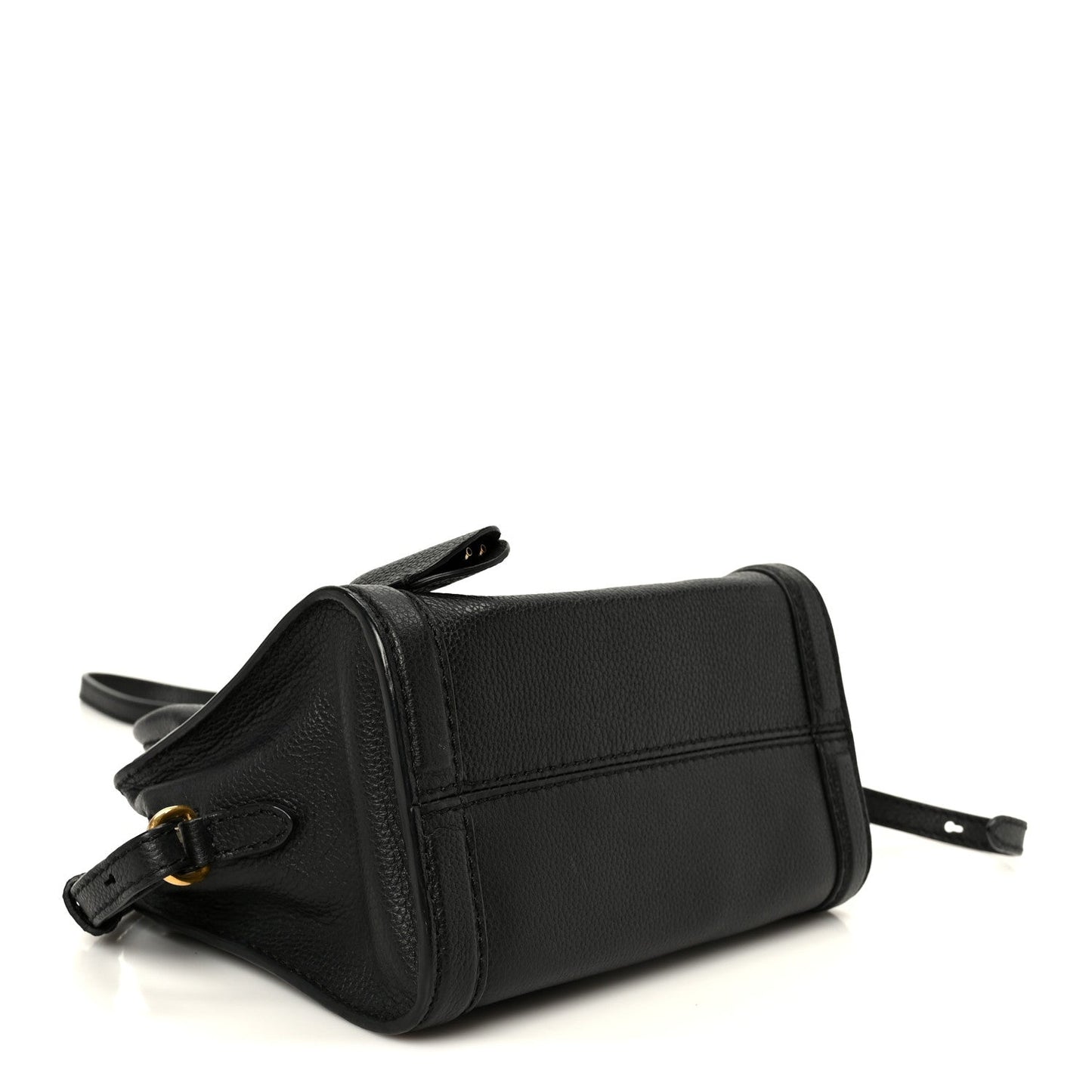 Pebbled Calfskin Mini Skull Padlock Zip Around Tote Black