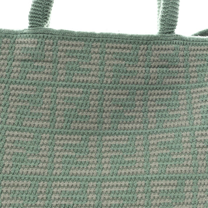 Cashmere Knit FF Large Shopper Tote Verde Islanda