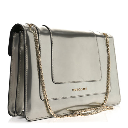Metallic Calfskin Serpenti Forever Shoulder Bag Silver