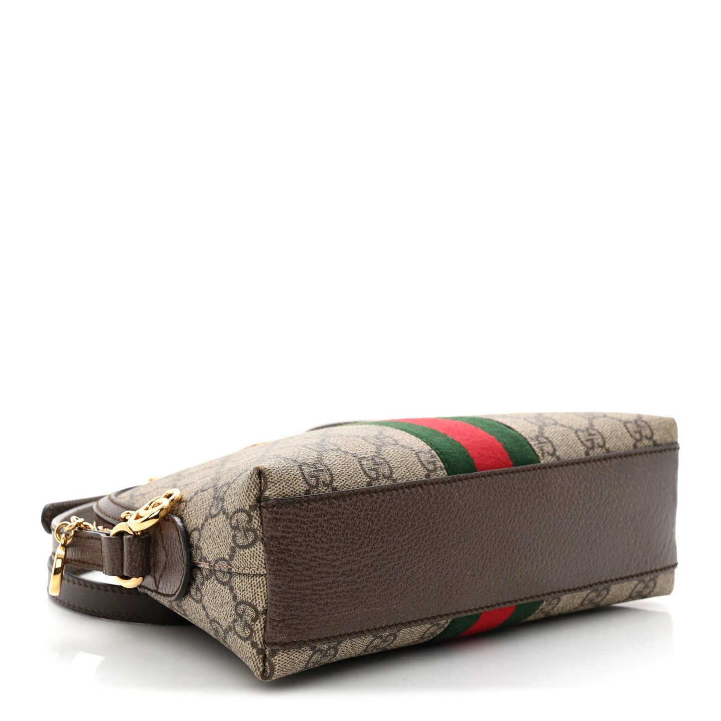 GG Supreme Monogram Textured Dollar Calfskin Web Small Ophidia Dome Shoulder Bag Beige Ebony New Acero