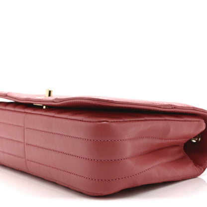 Calfskin Chevron Quilted Small Statement Flap Pink
