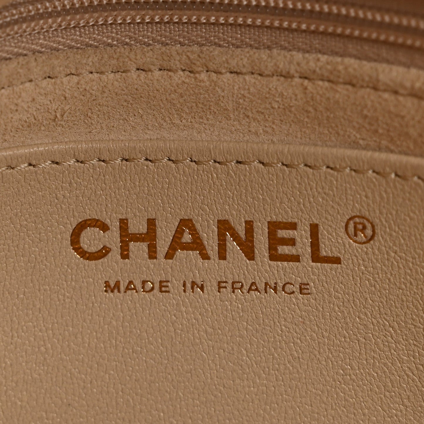 Calfskin Stitched Flap Top Handle Beige