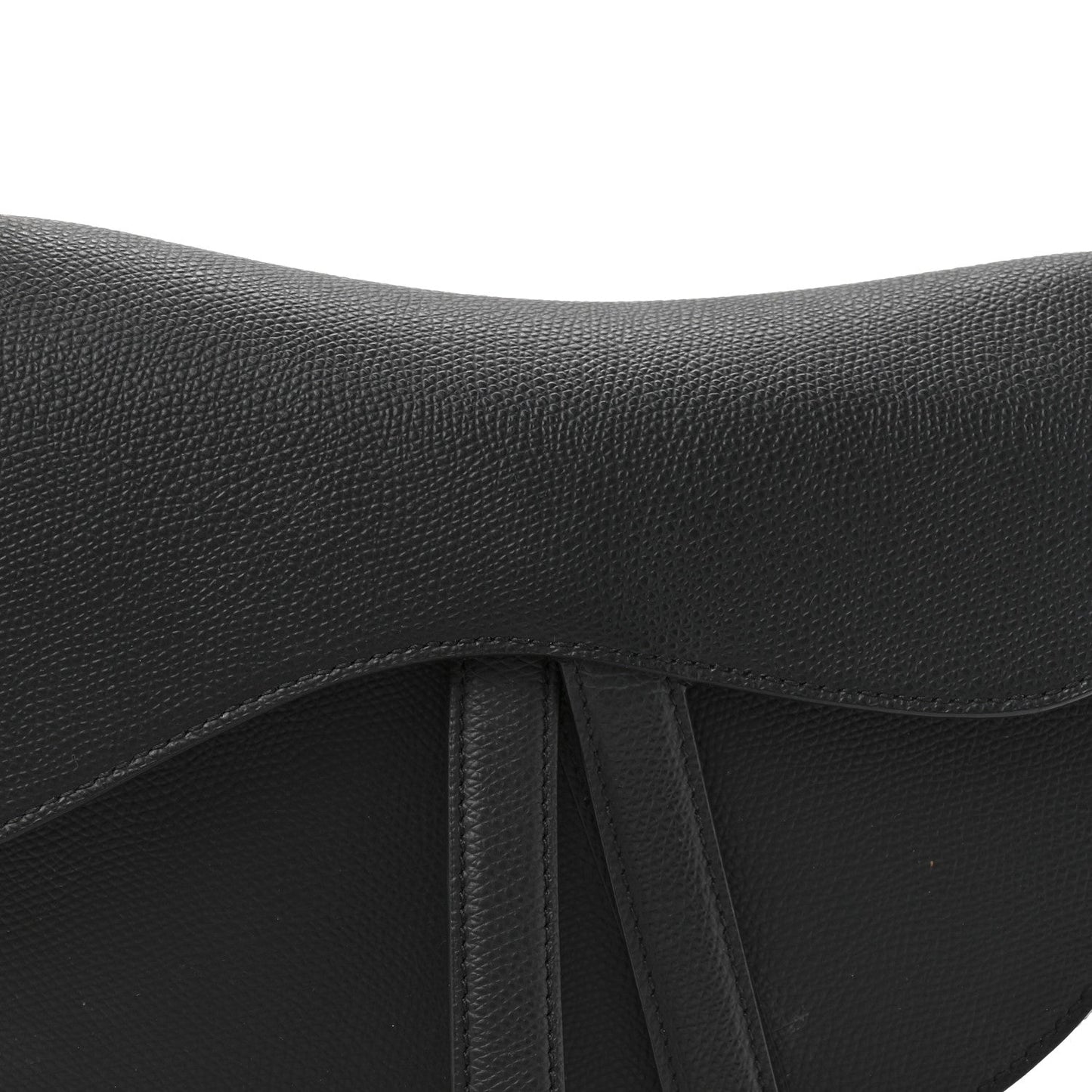 Grained Calfskin Saddle Bag Black