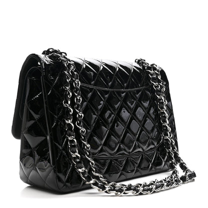Patent Quilted Jumbo Double Flap Black