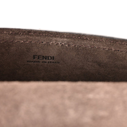 Recycled Fabric Jacquard Vitello King FF 1974 Baguette Soft Trunk Phone Pouch Tobacco Moro Notte