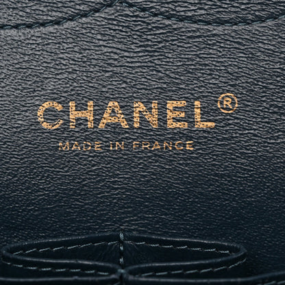 Metallic Caviar Quilted Jumbo Double Flap Dark Blue