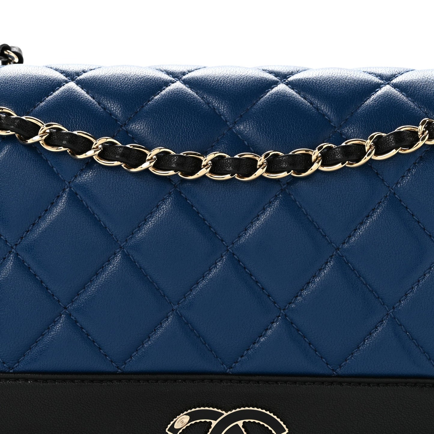 Sheepskin Quilted Vintage Mademoiselle Flap Blue Black