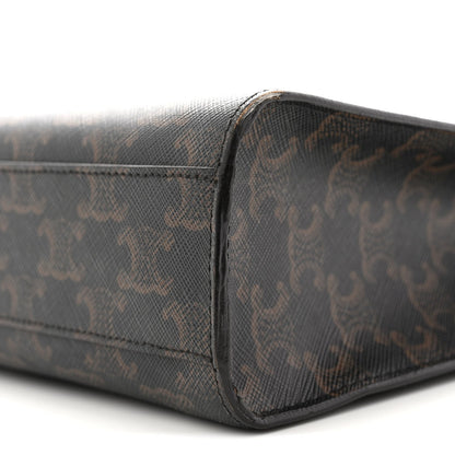 Triomphe Canvas Calfskin Small Vertical Cabas Tan