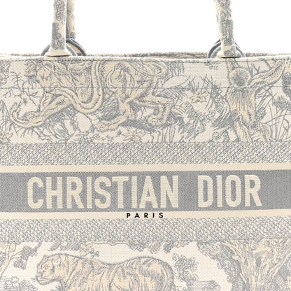 Canvas Embroidered Medium Dioriviera Toile De Jouy Book Tote Gray