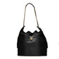 Washed Denim Quilted Large Chanel 25 Handbag Black