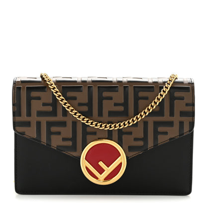 Vitello Cruise F is Fendi Bi-Color FF 1974 Embossed Medium Envelope Wallet On Chain Black Maya