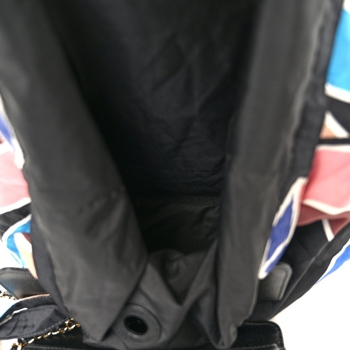 Caviar Fabric Foldable Tote Bag With Chain Black Multicolor