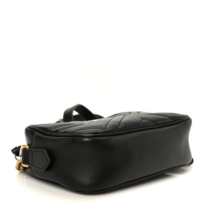 Calfskin Matelasse Mini GG Marmont Chain Shoulder Bag Black